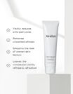A skincare product with benefits listed beside it.