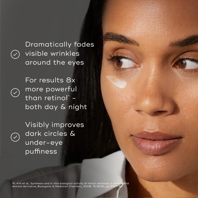 Close-up of a woman's face highlighting skincare benefits.