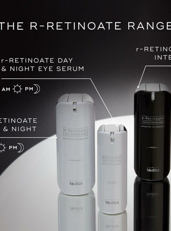 The R-Retinoate skincare range with day and night treatments.