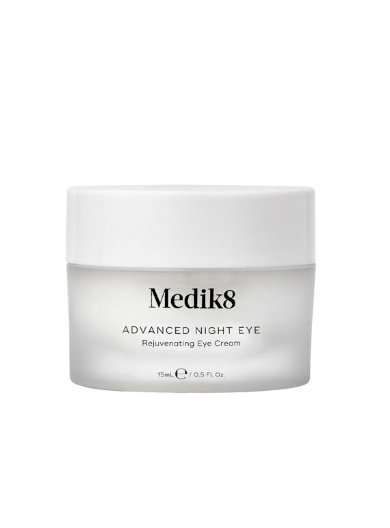 Medik8 Advanced Night Restore cream in a white jar.