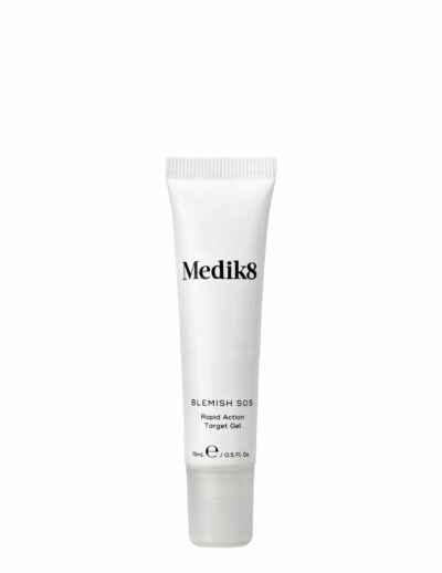 A white tube of Medik8 skincare product on a plain background.