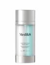 A sleek silver bottle of Medilish facial serum with a clear cap.