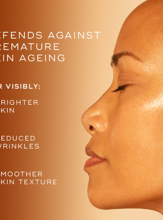 A woman with glowing skin showcasing anti-ageing benefits.