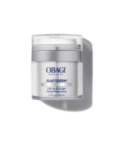 Obagi Elastiderm Lift Up & Sculpt Facial Moisturizer in a clear jar.