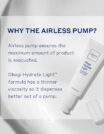 Explanation of why an airless pump is used for product preservation.