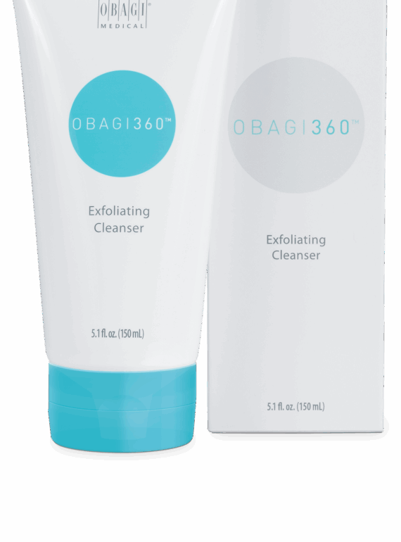 Obagi 360 Exfoliating Cleanser tube and box, 150 mL.