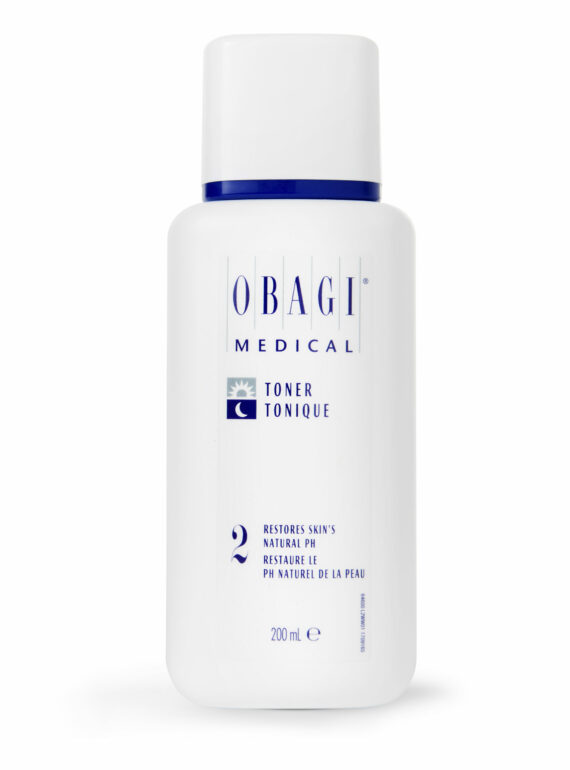 Obagi Medical Toner with Glycolic Acid in a white bottle.
